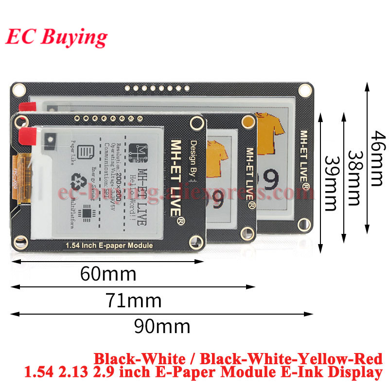 Display Epaper 2.9 - โมดูลจอแสดงผลอีเปเปอร์ขนาด 1.54 นิ้ว 2.9 นิ้ว 2.13