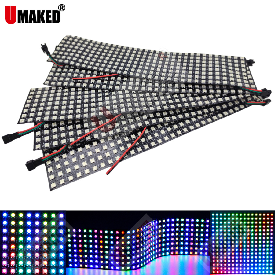 Rgb Led Matrix 8X8 - ไฟแผงดิจิตอลแบบยืดหยุ่น WS2812B จำนวน 2 ชิ้น ควบคุมแยกอิสระได้