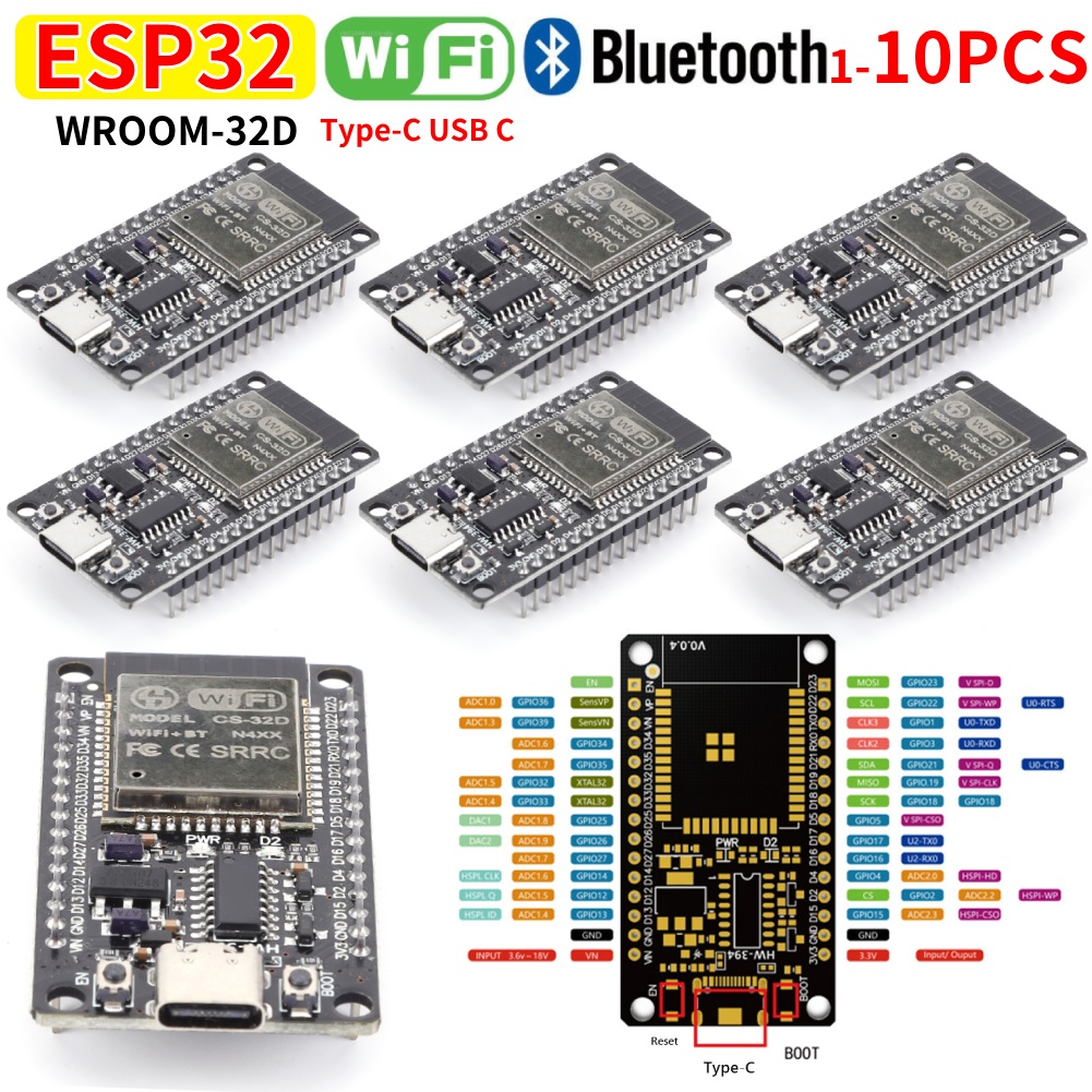 Home Automation Industry - บอร์ดพัฒนาโมดูล WiFi + บลูทูธ ESP32 WROOM-32D