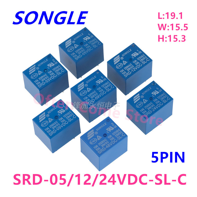 Shelly Relay Module - 5ชิ้นใหม่รีเลย์SRD-05VDC-SL-C SRD-12VDC-SL-C SRD-24VDC-SL-C SRD 12VDC SL
