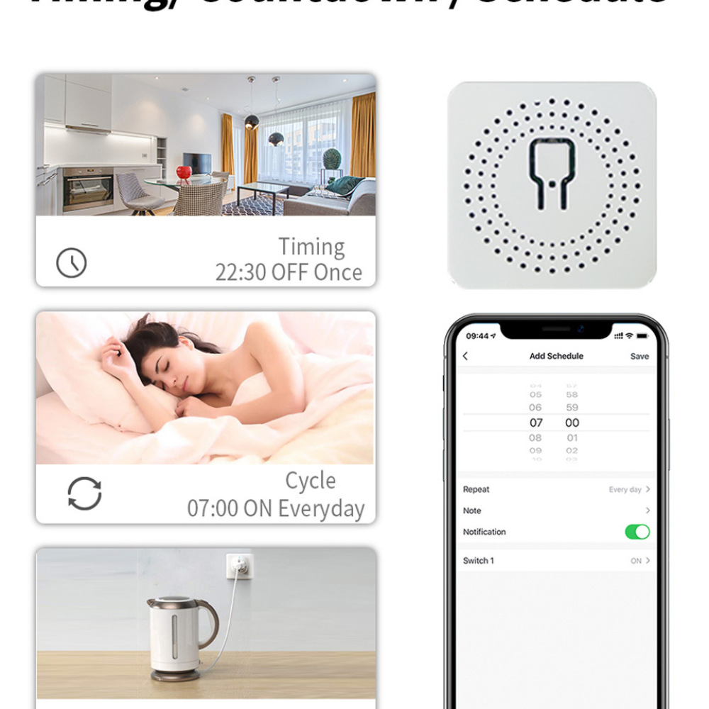 Diy Smart Home Automation Devices - โมดูลสวิตช์ WiFi สำหรับบ้านอัจฉริยะ 16A รีเลย์ควบคุมระยะไกลแบบไร้สายขนาดเล็ก สำหรับควบคุมแสงสว่างและเครื่องใช้ไฟฟ้า