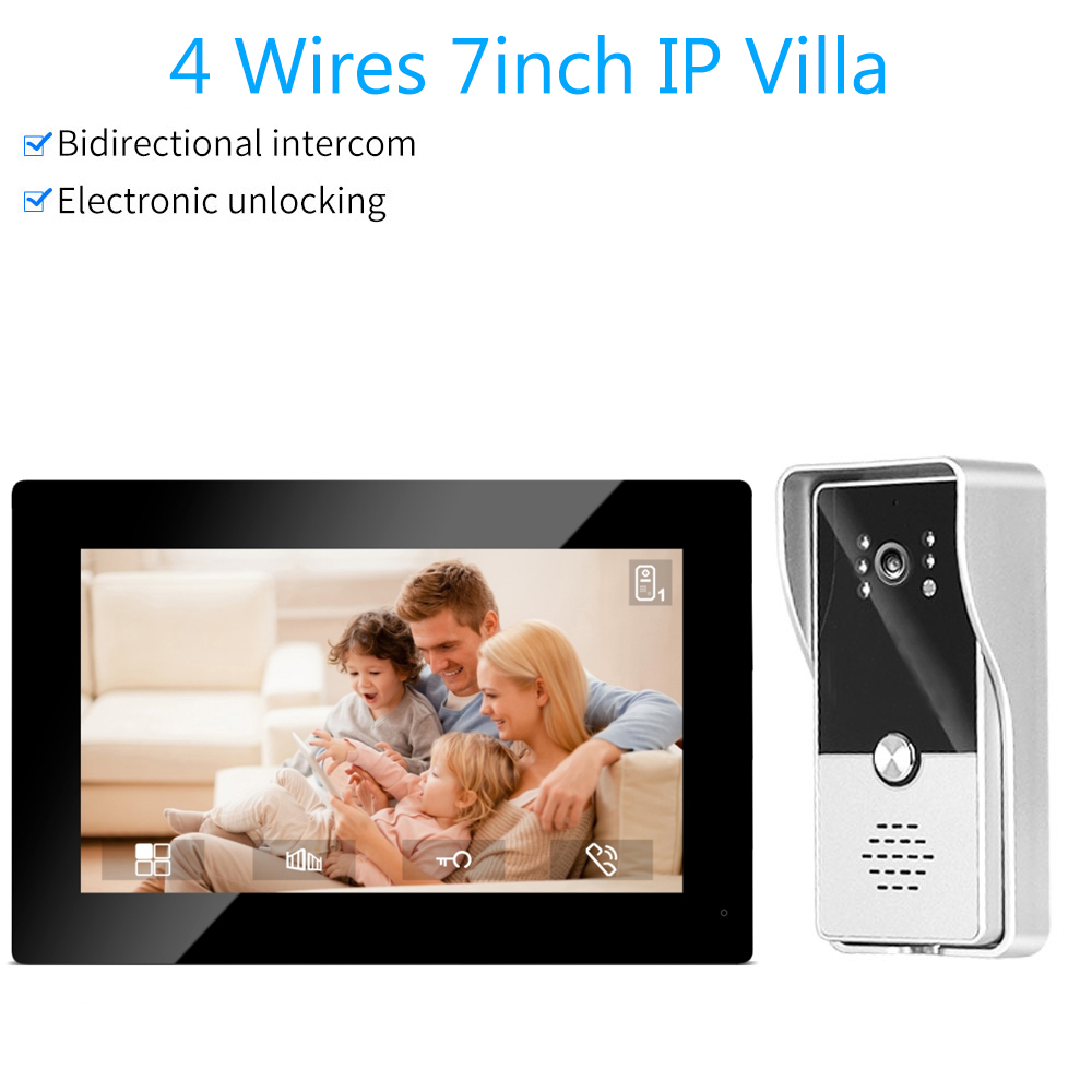Smart Doorbell Wired - 7 นิ้วสีระบบอินเตอร์คอมแบบมีสาย Visual ประตูกล้องวิดีโอประตูโทรศัพท์ชุดสําหรับ Home IP