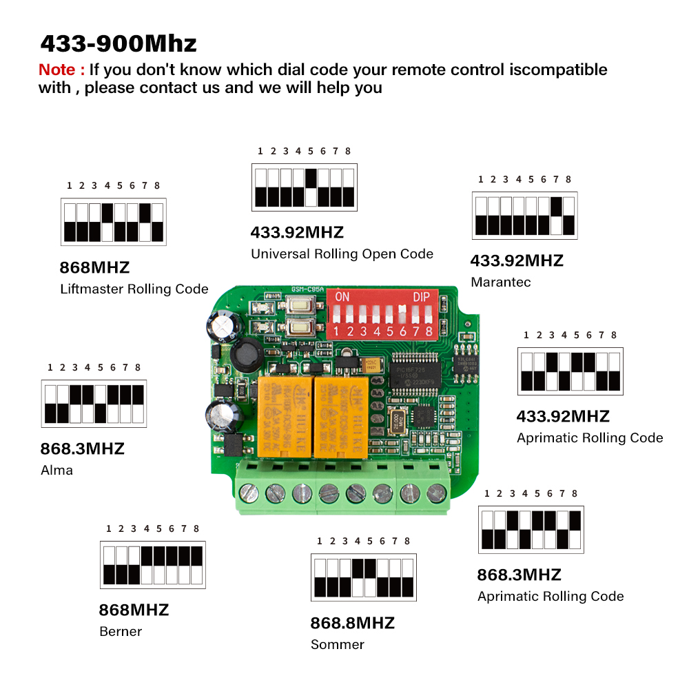 433Mhz Receiver Module - รีโมทคอนโทรลรับสัญญาณประตูโรงรถอเนกประสงค์ 1-10 ชิ้น 300 ถึง 868
