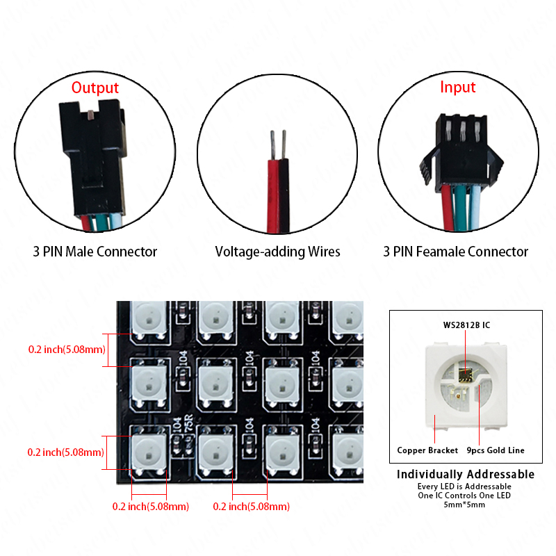 หน้าจอ LED ดิจิตอลพิกเซล WS281 - Rgb Led Matrix 8X8 บทวิจารณ์และราคา