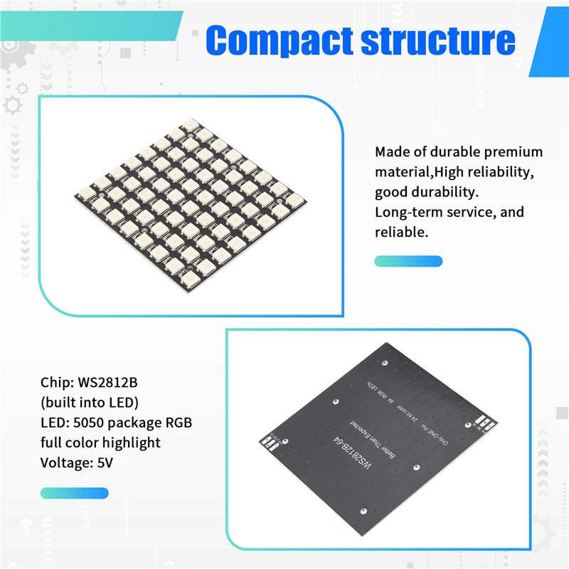 AT82-WS2812 LED 5050 RGB 8X8 L - Rgb Led Matrix 8X8 บทวิจารณ์และราคา
