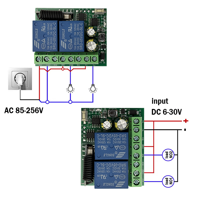 DC 9V 12V 24V AC 85-250V 2CH โ - 433Mhz Receiver Module บทวิจารณ์และราคา