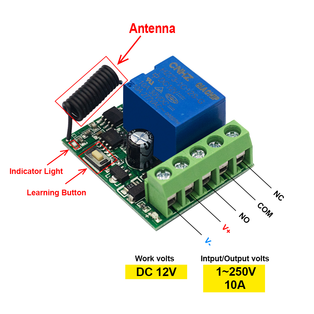 QACHIP 433MHz DC 12V รีโมทคอนโ - 433Mhz Receiver Module บทวิจารณ์และราคา