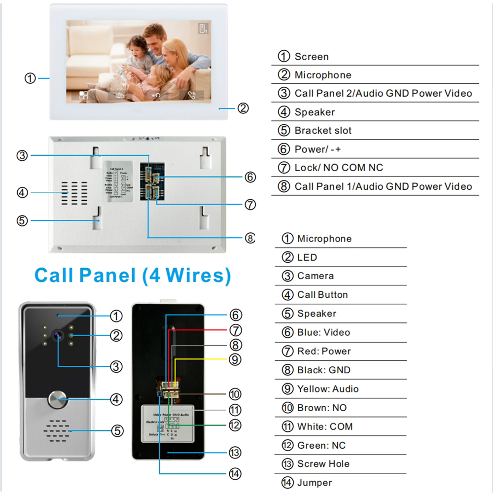 7 นิ้วสีระบบอินเตอร์คอมแบบมีสา - Smart Doorbell Wired บทวิจารณ์และราคา