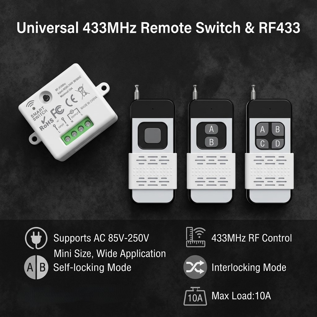 220V 1CH รีโมทคอนโทรลไร้สาย 43 - 433Mhz Receiver Module บทวิจารณ์และราคา