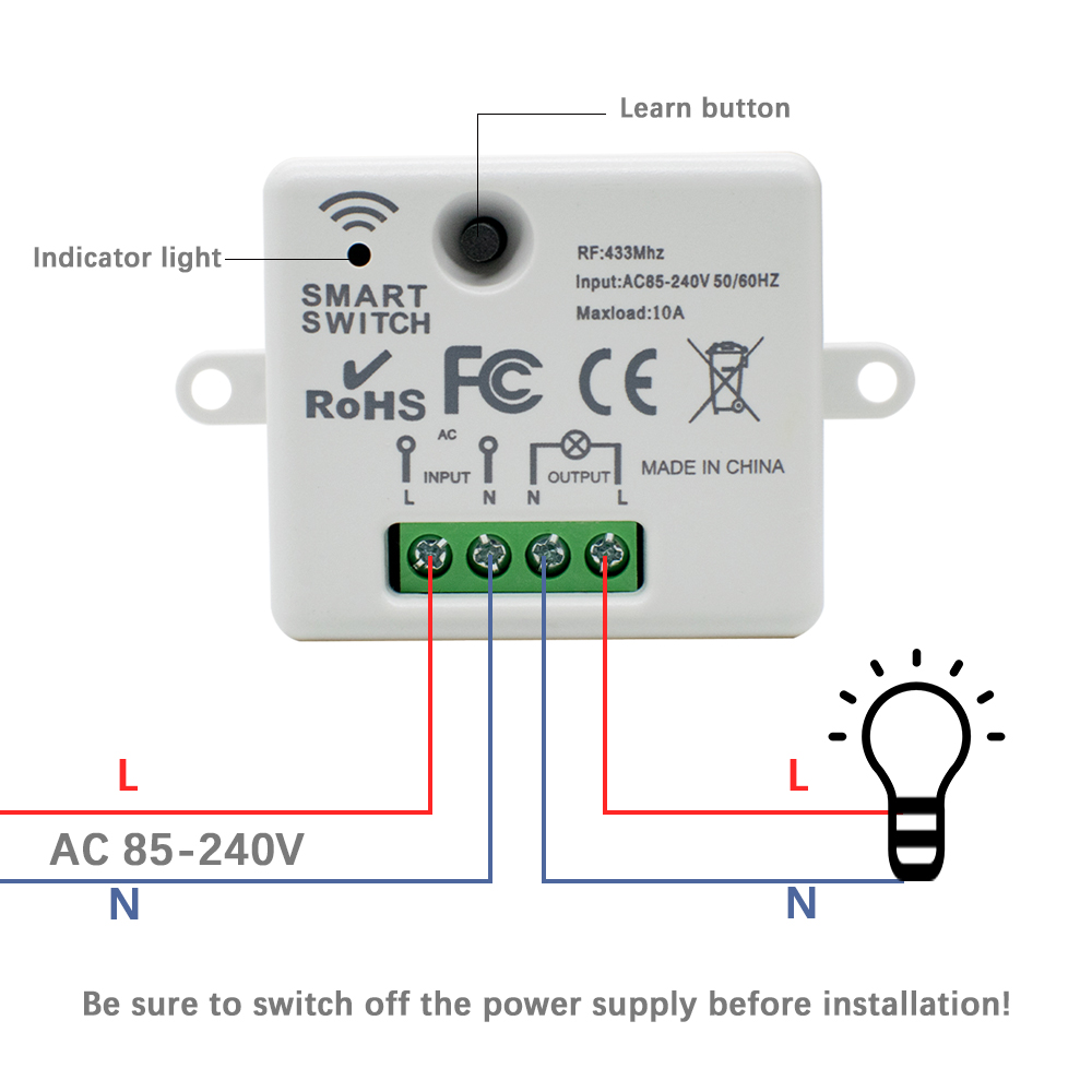 220V 1CH รีโมทคอนโทรลไร้สาย 43 - 433Mhz Receiver Module บทวิจารณ์และราคา